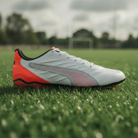 PUMA King Pro Gras / Kunstgras Voetbalschoenen (MG) Wit Felrood Zwart