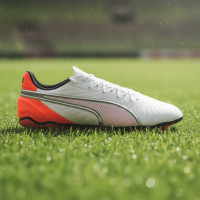 PUMA King Match Gras / Kunstgras Voetbalschoenen (MG) Wit Felrood Zwart