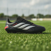adidas Predator League Gras Voetbalschoenen (FG) Kids Zwart Wit Rood