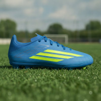 adidas F50 League Grass/Artificial Grass Football Boots (MG) Kids Blue Neon Yellow