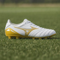 Mizuno Morelia Neo IV Pro Gras Football Boots (FG) White Gold Silver