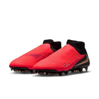 Nike Phantom 6 High Elite Gras Voetbalschoenen (FG) Zwart Felrood Goud