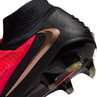 Nike Phantom 6 High Elite Gras Voetbalschoenen (FG) Zwart Felrood Goud