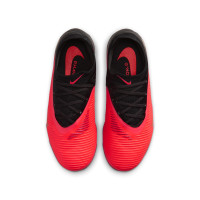 Nike Phantom 6 Low Pro Gras / Kunstgras Voetbalschoenen (MG) Kids Zwart Felrood Goud