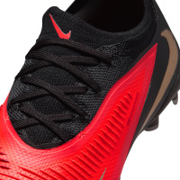 Nike Phantom 6 Low Pro Gras / Kunstgras Voetbalschoenen (MG) Kids Zwart Felrood Goud
