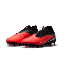 Nike Phantom 6 High Academy Grass/Artificial Grass Football Boots (MG) Black Bright Red Gold