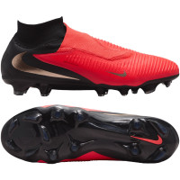Nike Phantom 6 High Pro Gazon Naturel Chaussures de Foot (FG) Noir Rouge Vif Doré