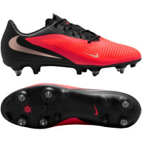 Nike Phantom 6 Low Academy Iron Stud Football Boots (SG) Anti-Clog Black Bright Red Gold