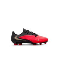 Nike Phantom 6 Low Club Gras / Kunstgras Voetbalschoenen (MG) Peuters/Kleuters Zwart Felrood Goud
