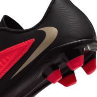 Nike Phantom 6 Low Club Gras / Kunstgras Voetbalschoenen (MG) Peuters/Kleuters Zwart Felrood Goud