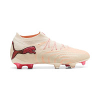 PUMA Future 9 Ultimate Gras Voetbalschoenen (FG) Gebroken Wit Zwart Roze