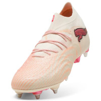PUMA Future 9 Ultimate IJzeren-Nop Voetbalschoenen (SG) Gebroken Wit Zwart Roze