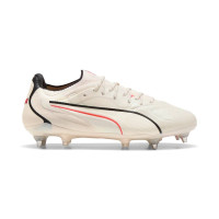 PUMA King 20 Ultimate IJzeren-Nop Voetbalschoenen (SG) Gebroken Wit Zwart Rood