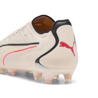 PUMA King 20 Ultimate Grass/Artificial Grass Football Boots (MG) Off White Black Red