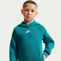 Nike Club Fleece Sportswear Tracksuit Hooded Kids Turquoise White