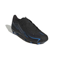 adidas F50 Hyperfast League Gras Voetbalschoenen (FG) Kids Zwart Zwart Blauw