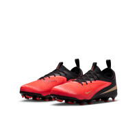 Nike Phantom 6 Low Academy Gras / Kunstgras Voetbalschoenen (MG) Kids Zwart Felrood Goud