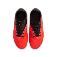 Nike Phantom 6 Low Academy Gras / Kunstgras Voetbalschoenen (MG) Kids Zwart Felrood Goud