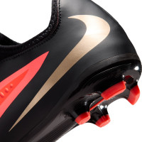Nike Phantom 6 Low Academy Gras / Kunstgras Voetbalschoenen (MG) Kids Zwart Felrood Goud