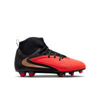 Nike Phantom 6 High Club Grass/Artificial Grass Football Boots (MG) Kids Black Bright Red Gold