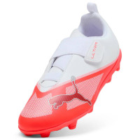 PUMA Ultra 7 Play Velcro Gras / Kunstgras Voetbalschoenen (MG) Kids Wit Felrood Zwart
