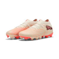 PUMA Future 9 Pro Gras / Kunstgras Voetbalschoenen (MG) Gebroken Wit Zwart Roze