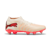 PUMA Future 9 Match IJzeren-Nop Voetbalschoenen (SG) Gebroken Wit Zwart Roze