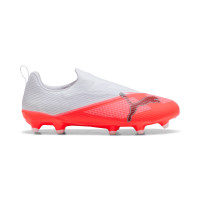 PUMA Ultra 7 Match Laceless Grass/Artificial Grass Football Boots (MG) Kids White Bright Red Black