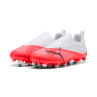 PUMA Ultra 7 Match Laceless Grass/Artificial Grass Football Boots (MG) Kids White Bright Red Black