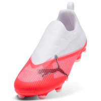 PUMA Ultra 7 Match Laceless Grass/Artificial Grass Football Boots (MG) Kids White Bright Red Black