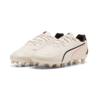 PUMA King 20 Match Grass/Artificial Grass Football Boots (MG) Kids Off White Black Red
