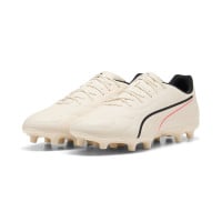 PUMA King 20 Play Gras / Kunstgras Voetbalschoenen (MG) Gebroken Wit Zwart Rood