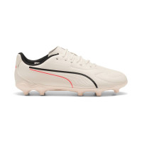 PUMA King 20 Play Gras / Kunstgras Voetbalschoenen (MG) Kids Gebroken Wit Zwart Rood