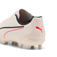 PUMA King 20 Play Gras / Kunstgras Voetbalschoenen (MG) Kids Gebroken Wit Zwart Rood