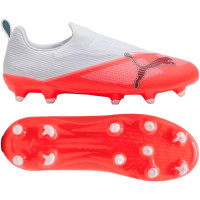 PUMA Ultra 7 Match Laceless Grass/Artificial Grass Football Boots (MG) Kids White Bright Red Black