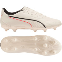 PUMA King 20 Play Gras / Kunstgras Voetbalschoenen (MG) Gebroken Wit Zwart Rood