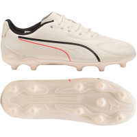 PUMA King 20 Play Gras / Kunstgras Voetbalschoenen (MG) Kids Gebroken Wit Zwart Rood