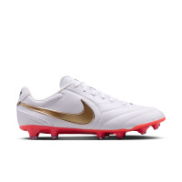 Nike Tiempo Ligera Pro Gras Voetbalschoenen (FG) Wit Goud Felrood