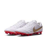 Nike Tiempo Ligera Pro Gras Voetbalschoenen (FG) Wit Goud Felrood