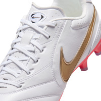 Nike Tiempo Ligera Pro Gras Voetbalschoenen (FG) Wit Goud Felrood