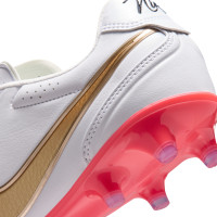 Nike Tiempo Ligera Pro Gras Voetbalschoenen (FG) Wit Goud Felrood