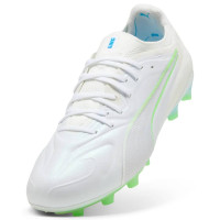 PUMA KING 20 Ultimate Gras / Kunstgras Voetbalschoenen (MG) Wit Felblauw Felgroen Zilver