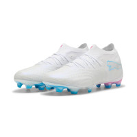 PUMA Future 9 Ultimate Gras Voetbalschoenen (FG) Wit Felblauw Felroze