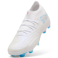 PUMA Future 9 Ultimate Gras Voetbalschoenen (FG) Wit Felblauw Felroze