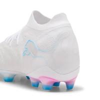 PUMA Future 9 Ultimate Gras Voetbalschoenen (FG) Wit Felblauw Felroze