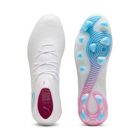 PUMA Future 9 Pro Gras / Kunstgras Voetbalschoenen (MG) Wit Felblauw Felroze