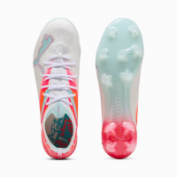 PUMA Ultra Nitro 7 Ultimate Brilliance Gras Voetbalschoenen (FG) Dames Wit Feloranje Roze Lichtblauw