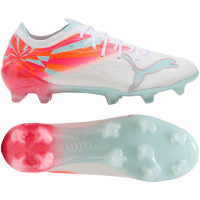 PUMA Ultra Nitro 7 Ultimate Brilliance Gras Voetbalschoenen (FG) Dames Wit Feloranje Roze Lichtblauw
