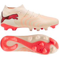 PUMA Future 9 Match Gras / Kunstgras Voetbalschoenen (MG) Gebroken Wit Zwart Roze