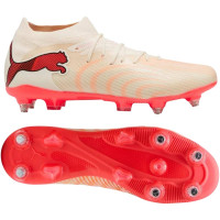 PUMA Future 9 Match IJzeren-Nop Voetbalschoenen (SG) Gebroken Wit Zwart Roze